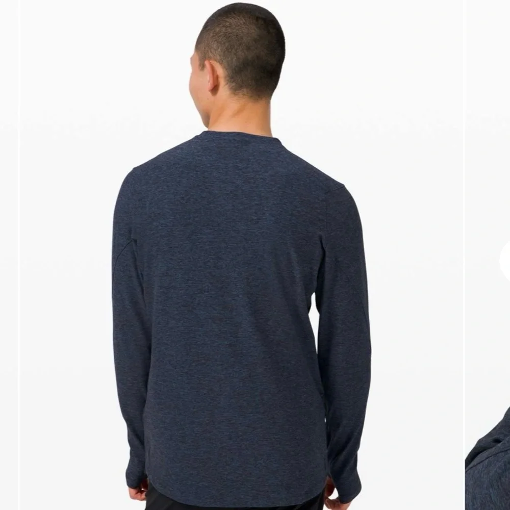Lululemon Surge Warm Long Sleeve Heathered True Navy / Black - Picture 2 of 11